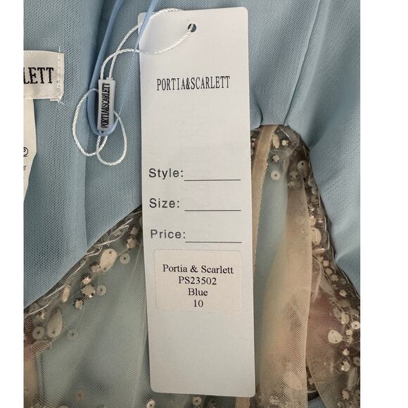 Portia and Scarlett Illusion Cutout One Sleeve Gown PS23502 ice blue size 10 - Picture 9 of 11